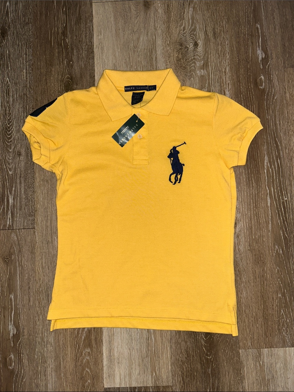 NEW Ralph Lauren Bright Yellow Polo with Navy Logo